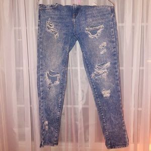 Boyfriend Cut + Torn Skinny Jeans